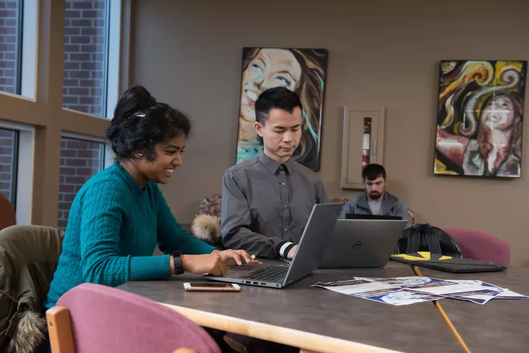 Students working on computers